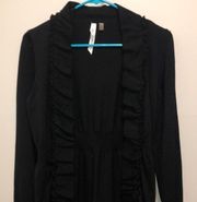 dressy black cardigan with ruffles