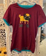 NWT Snug an a pug t shirt by designer Lazy one size small loose fit dog pet cute