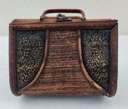 Small  Bamboo Wood  Wicker & Metal Purse Handbag