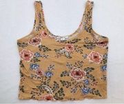 O'Neill Womens Size Small Yellow Floral Cropped Tank Top