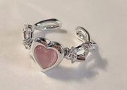 Boutique Y2K Pink Heart Silver Ring