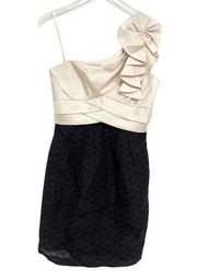 MAX & CLEO Rosette One Strap Dress Formal Cocktail Wedding Satin Size 8