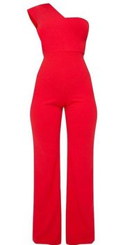 Red One Shoulder Jumpsuit