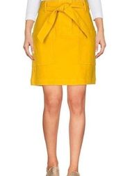 Tory Burch Colette Skirt Sz 4 India Gold Mustard Yellow Denim High Waist Pockets