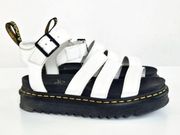 New Dr. Martens Women's Blaire White Leather Platform Sandals Size 7 US, 38 EU