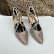 Women Nuance Cross Strap Pump Shoes 6UK 8.5US Gray Metallic Leather