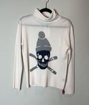607-SKULL CASHMERE Ivory Skull in winter hat sweater