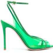 Gianvito Rossi Crystal-Embellished Stiletto Pumps Sandals Size 38 Green NEW