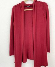 Caslon Women's Wool Blend Open Front Cardigan Hooded Rust Size XS