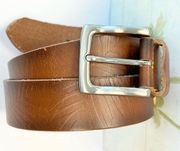 Tommy Bahama Brown Leather Embossed Leaf Belt