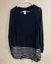 Akris Punto Navy blue sweater skirt long sleeve stripes size US 6