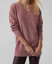 Athleta sz S Wine Red Vital V-Neck Tunic Sweater Cashmere Wool Lounge Oversized