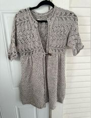 Rebecca Taylor grey angora short sleeve cashmere blend sweater cardigan size S