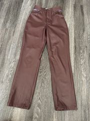 Abercrombie 90s Curve Love Straight Ulta High Rise Leather Pants