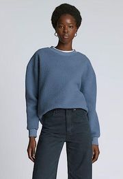 EUC Everlane The ReNew Teddy Oversized Crew Sweatshirt Pullover Medium Blue