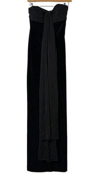 David Meister Black Velvet Strapless Fitted Formal Long Dress 2