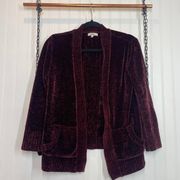 Mudd Women’s Burgundy Chenille Pocket Open Cardigan Sweater Size S