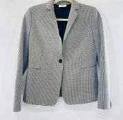 Akris Punto Knit Houndstooth Pattern Single Breasted Blazer Jacket Size 10