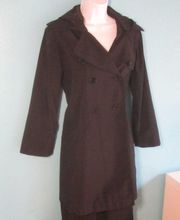 Theory Black Button Up Trench Coat Size M