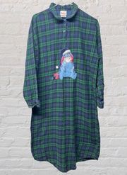 Vintage 90s Disney flannel plaid Eeyore nightgown size medium