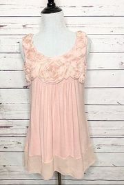 Espresso Romantic Blush Pink Sleeveless Rosette Blouse Top Size Medium