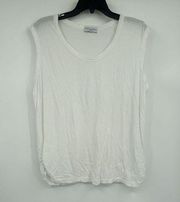 Michael Stars White Sleeveless Ruched Side Tee Size XL