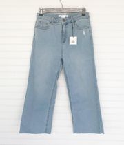 light wash cropped denim frayed jeans size 5 NWT