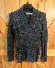 Petite Multi Color Pullover Sweater V Neck Knit Size S