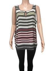 Maurices Studio Y striped sheer tank top with zippered back; size XL