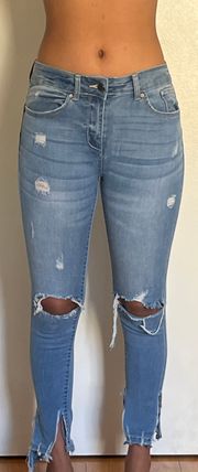 Light Wash Skinny Ripped Jeans