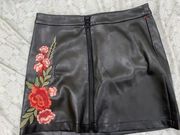Fau leather embroidered Black Skirt