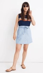 Madewell Denim Button-Front Tie Mini Skirt Sz 2‎