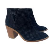 Black Larocka Ankle Heeled  Perforated Suede Pointed Toe Booties