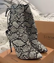 Snake Skin Lace-up Heels