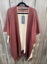 NWT Lysse Brown Fringe Cardigan Poncho One Size