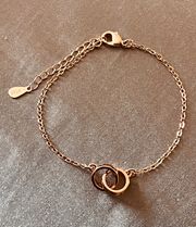 S925 Stamped Rose Gold Heart Adjustable Infinity Bracelet 