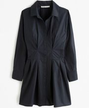 Abercrombie & Fitch Long-Sleeve Poplin Shirt Dress Black XS