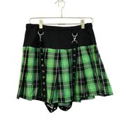 Hot Topic Pleated Plaid Suspender Skirt Women's M Green Black Gothic Emo Grung