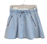 Fabletics Mikah Cotton Chambray Mini Skirt Fit & Flare A-line Zip Pockets Sz XS