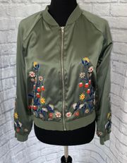 flower embroidered jacket olivegreen M
