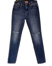 Driftwood SZ 26 Jackie Jeans Mid-Rise Whiskered 5-Pocket Distressed / Rips Blue