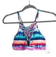 Apt 9 multicolored tie die striped bikini top size L nwt