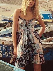 Free People  Intimately Black Summer Storm Slip Dress Flowy Boho Mini Dress XS