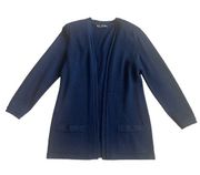 St. John Basics Navy Blue Long Length Cardigan Sweater Knit Size Small Women's