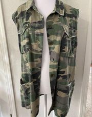 Camouflage Vest  Cotton Canvas Camo Button Down Vest Oversized 2XL XXL NEW