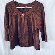 Josephine Chaus Brown Cardigan 3/4 Sleeve Sweater XL