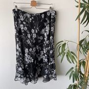 Notations Black Floral Plus Size Summer Skirt