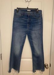 Women’s  High Waist Slim Kick Jeans Stretchy Frayed Hem Size 29