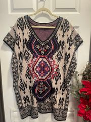 Knit Poncho Aztec Southwestern M/L.