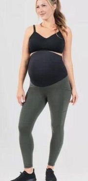 Isabel maternity active leggings small green with pockets 7/8 length new New!